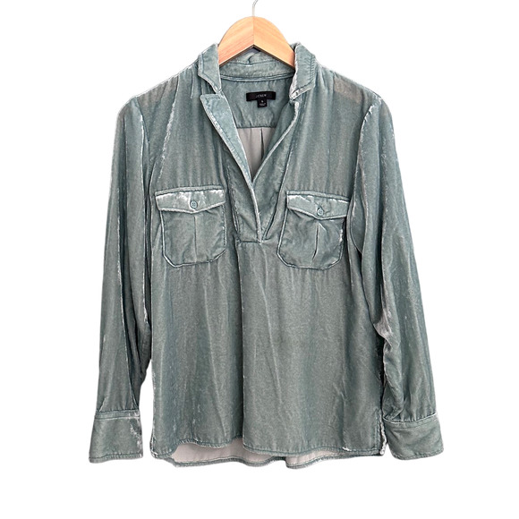 J. Crew Velvet Patch Pocket Popover shirt SMALL - Picture 1 of 7